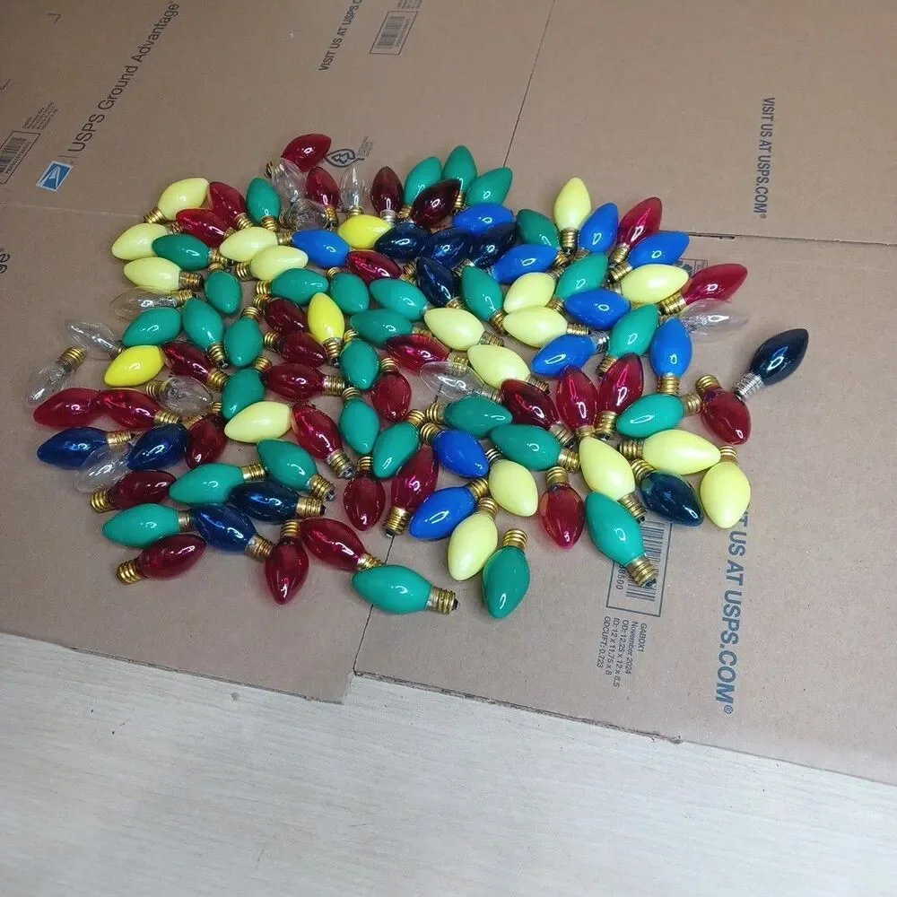 Lot 110 Colored Christmas Light Bulbs - C 7 Show Light Multicolor Indoor Outdoor